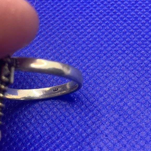 Comfort Curl ADJUSTABLE Dainty Genuine Blue Lace Agate Ring! .925 Silver Overlay - Picture 13 of 15